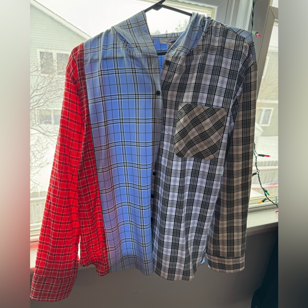 Fashion Nova Multicolor Plaid button down.